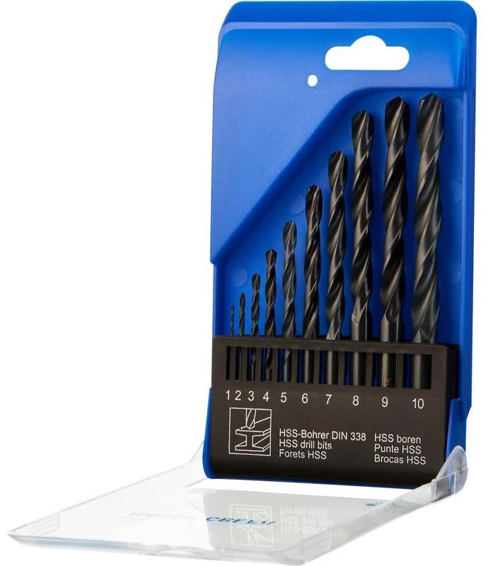 Набор сверл по металлу 1-10 мм Р6М5 НС 9 ТИЗ, 10 шт - фото